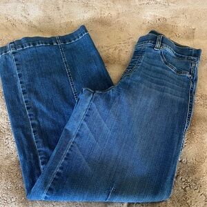 Spanx Women’s Wide leg Front Seam Pull on Denim  Jeans
